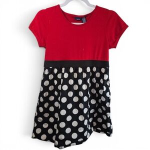 Basic Editions Polka Dot Dress Girls‎ XL 14/16 Red Black Fit & Flare